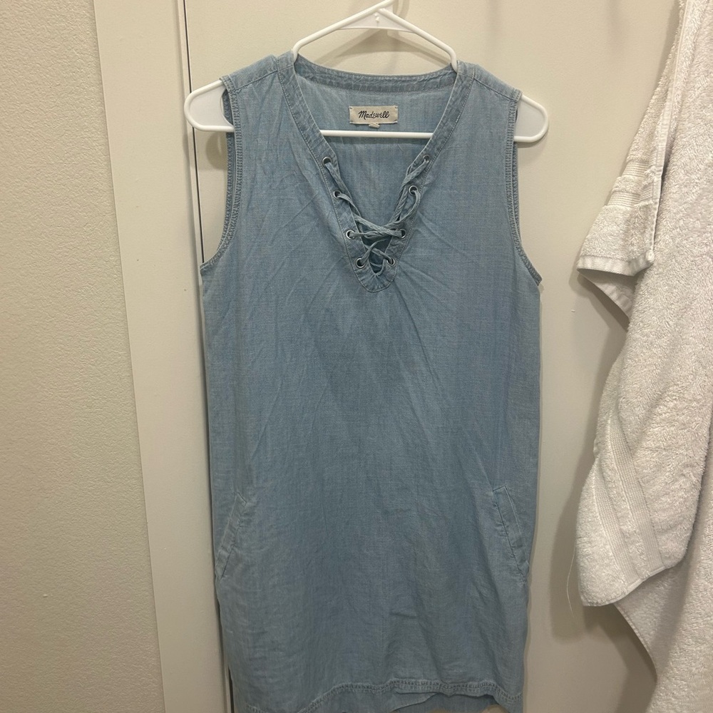 Madewell Denim Blue Lace-Up Dress